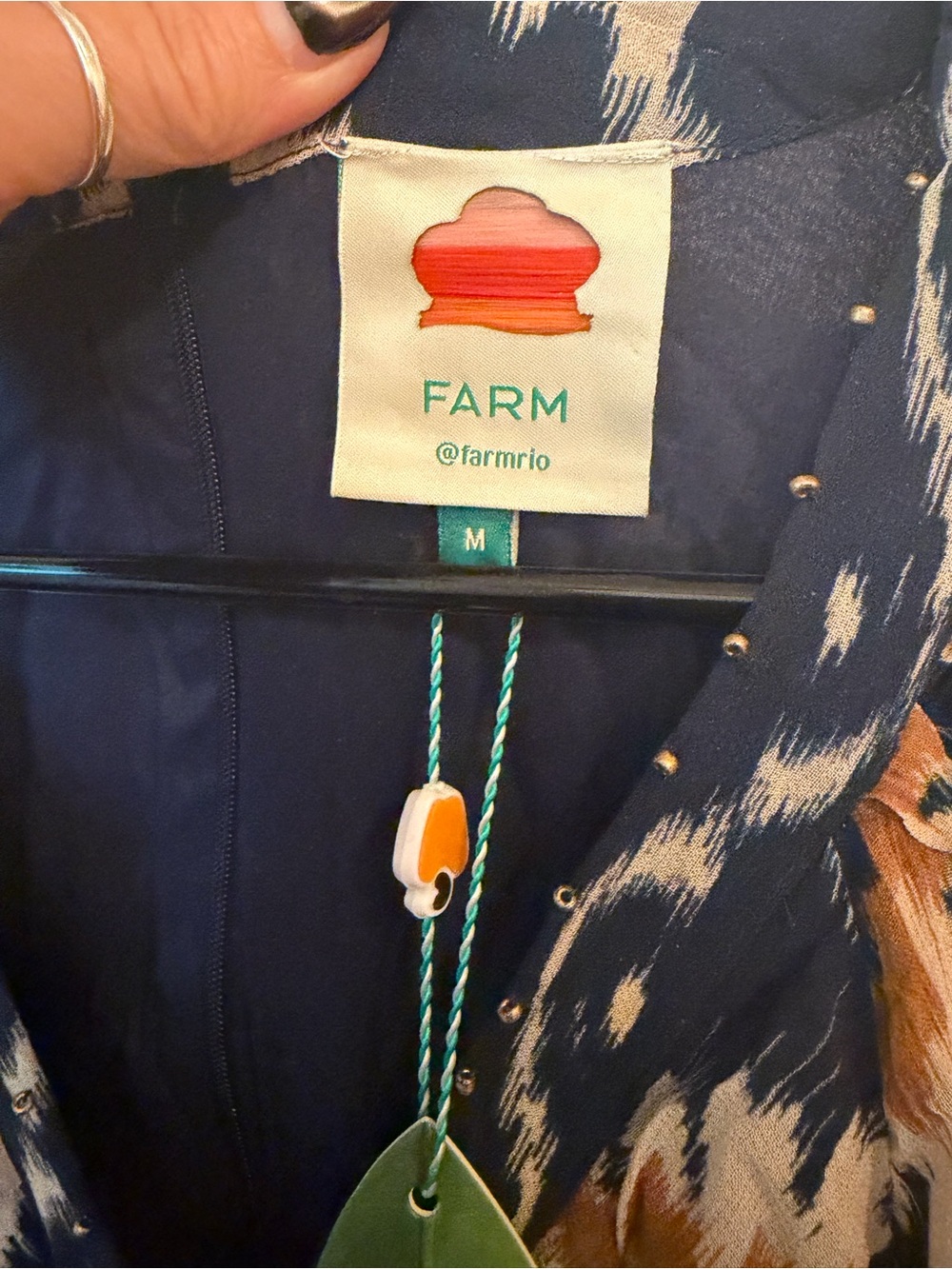 FARM Rio Navy Ikat Maxi Dress with Mustard & Teal Accents - Picture 2 of 4